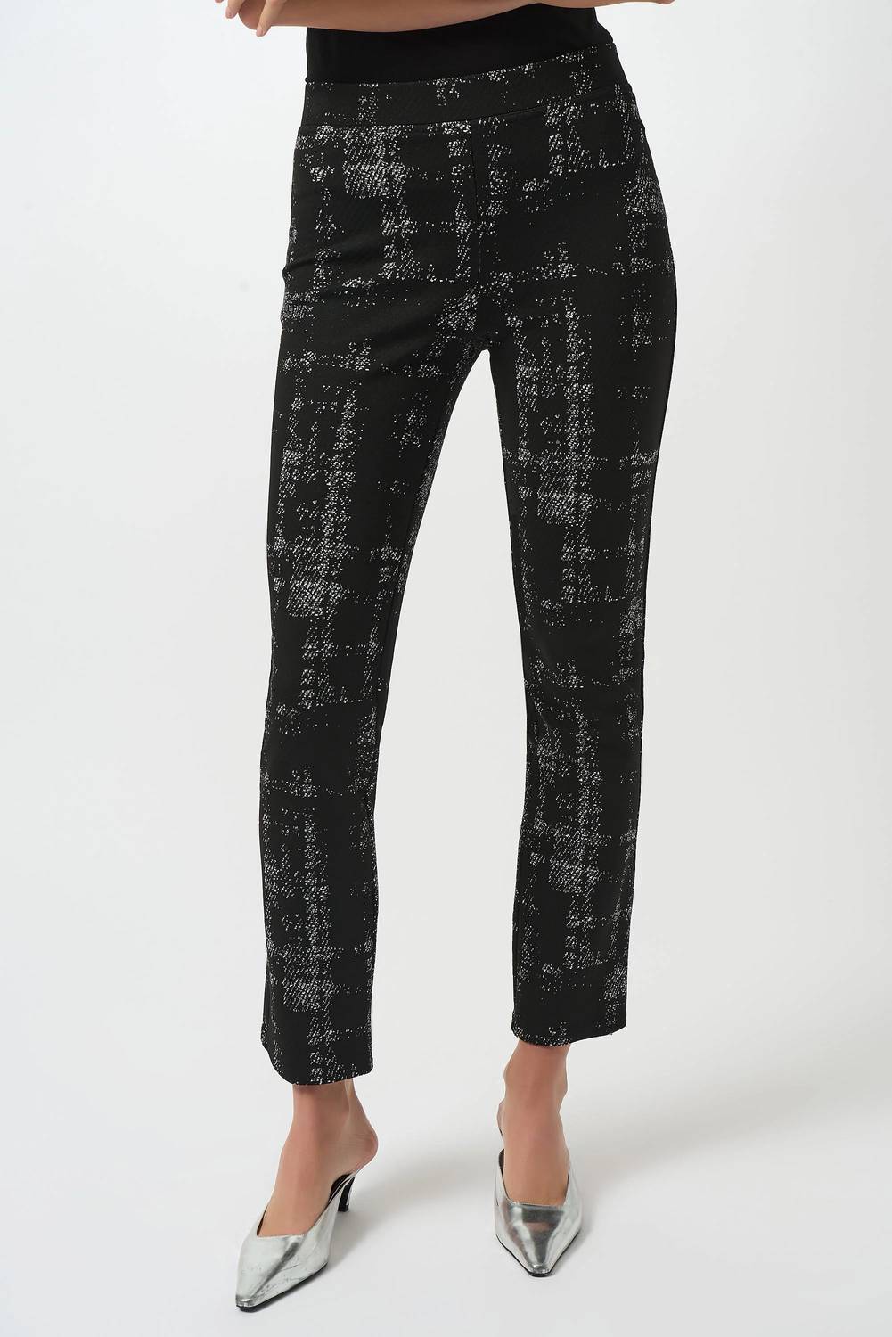 Joseph Ribkoff - Plaid Jacquard Slim Ankle Pants