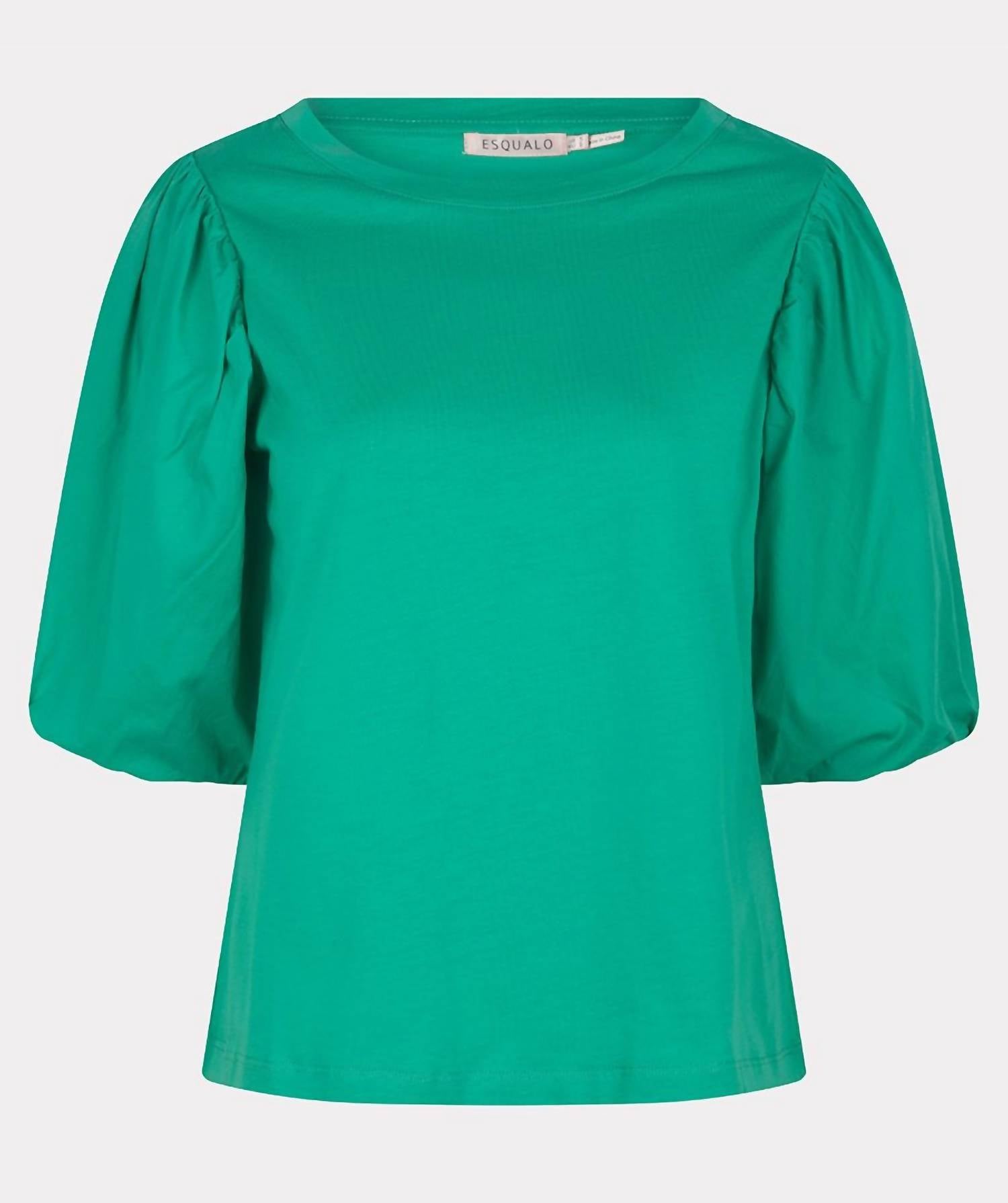 ESQUALO Posy Puff Sleeve T-shirt in jade green - women's t-shirt - view 4