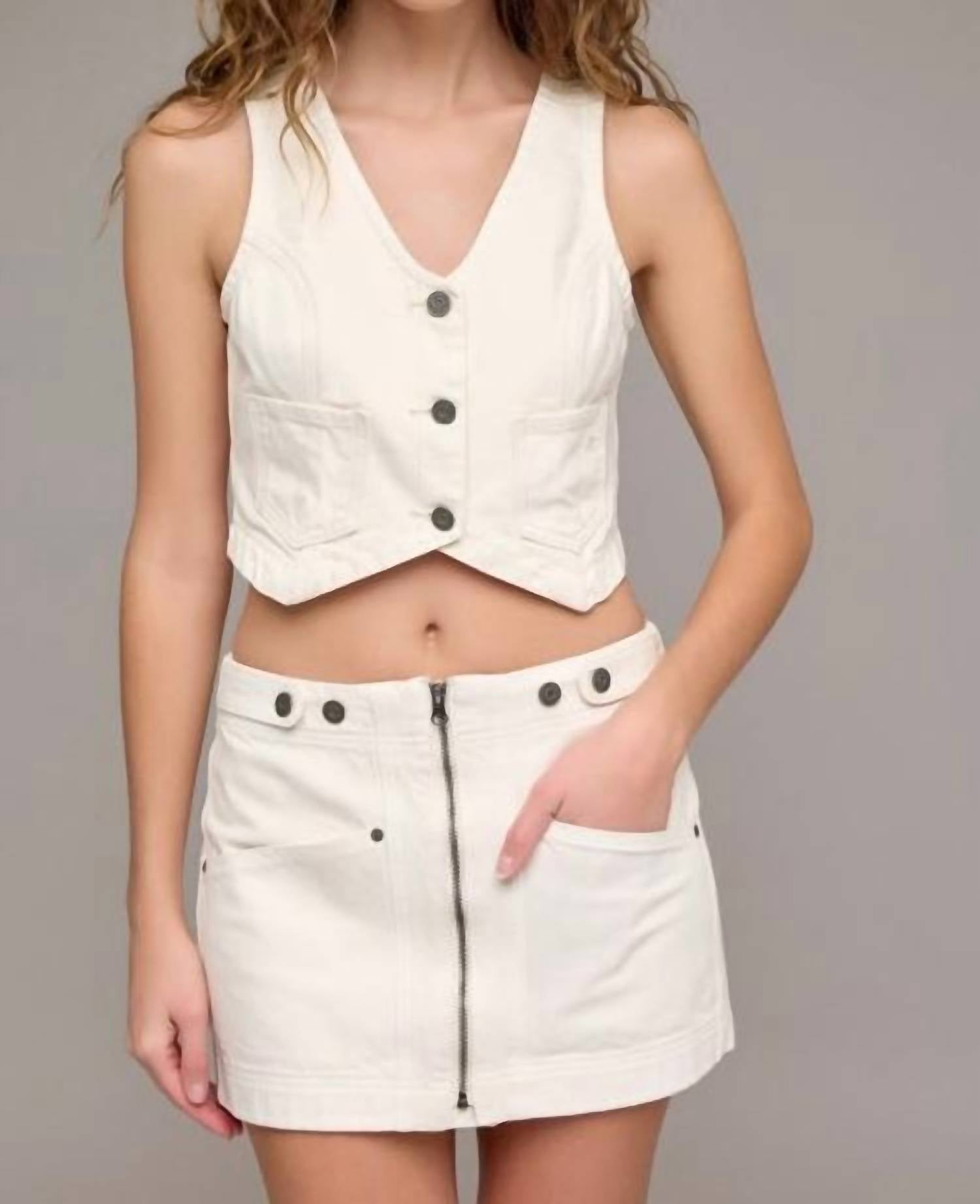 Hidden - Western Zip Denim Skirt