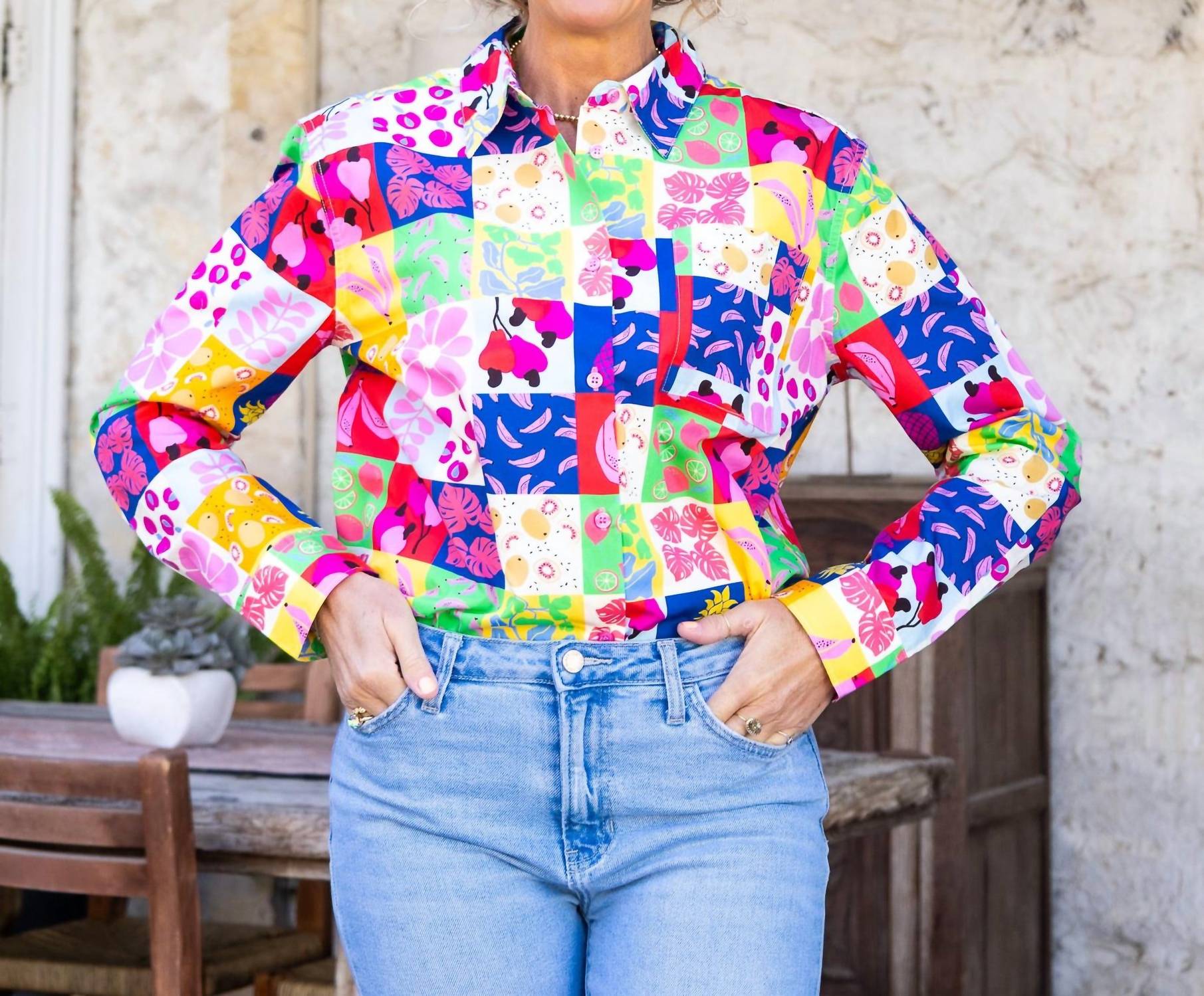 Karlie - Fruit Quilt Poplin Top
