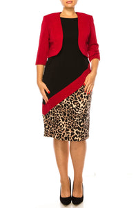 Maya Brooke - Asymmetrical Animal Print Jacket Dress