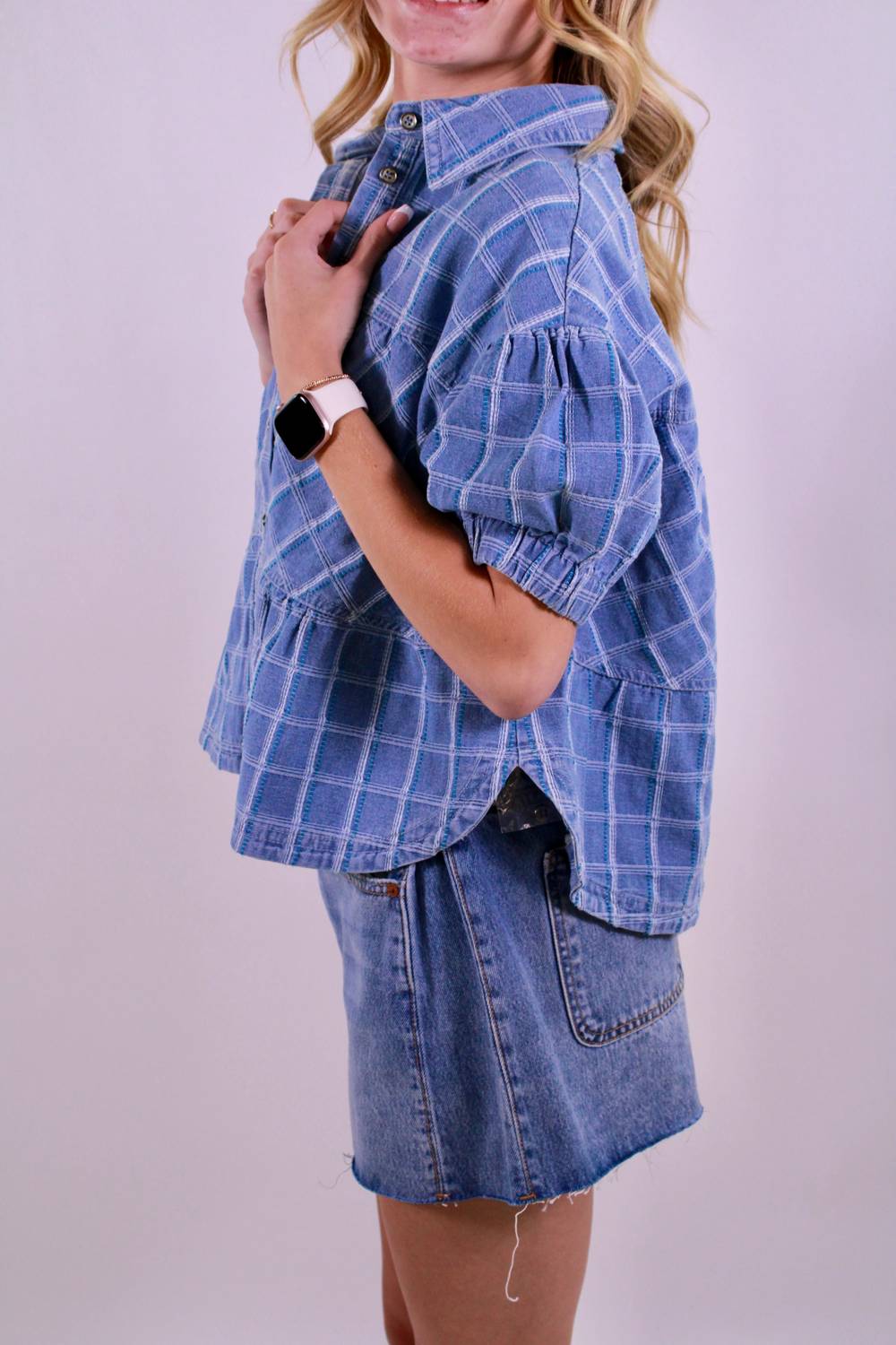 &Merci - The Cool Girl Check Denim Top
