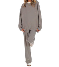 Things Between - Well Defined Stripe Fleece Oversized Top