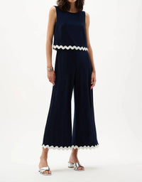 Joseph Ribkoff - Contrast Trim Sleeveless Culotte Jumpsuit