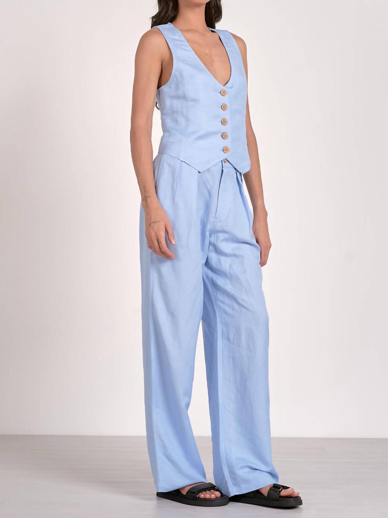Elan - Linen Button Down Vest