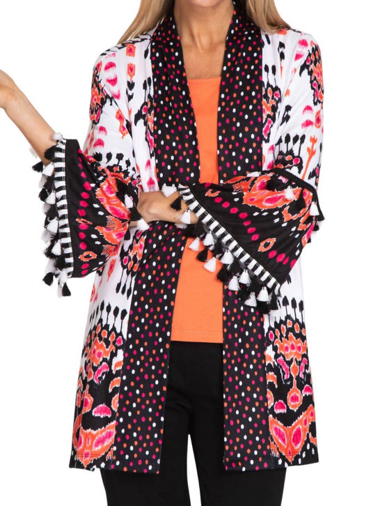 Multiples - 3/4 Flounce Sleeve Print Jacket