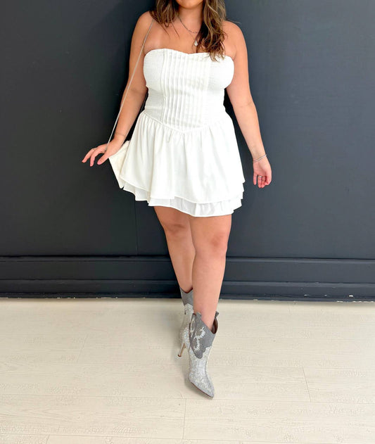 Le Lis - Strapless Smocked Corset Mini Dress