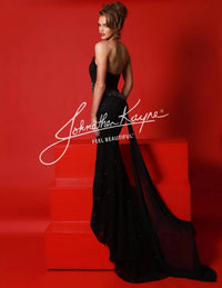 Johnathan Kayne Elegant Strapless V-neck Gown in black - women's dress - alternate view