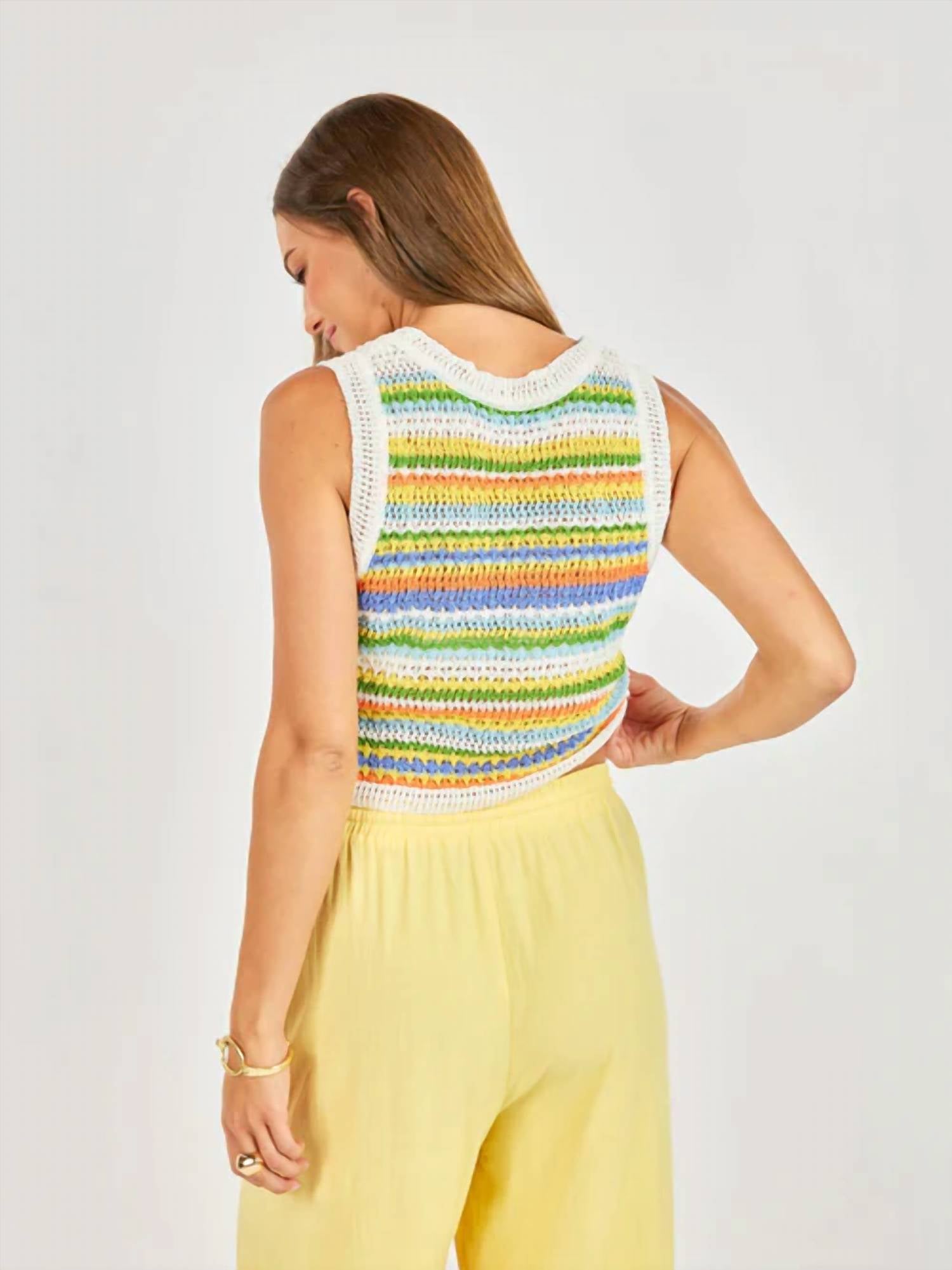 Sadie & Sage - Sylvia Stripe Crotchet Top