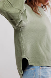 Free People Total Eclipse Tee in oil green 1 - women's long sleeve top - view 4