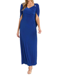 R&M Richards - Draped With Rhinestone Detailing Shoulder Dress