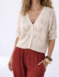Autumn Cashmere - Short Sleeve Dolman Stitchery Cardigan