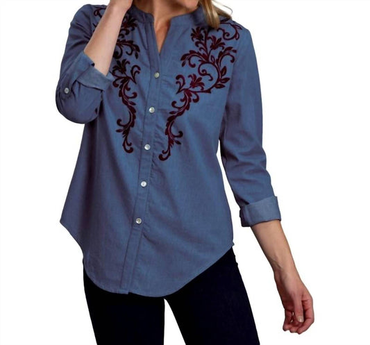 Roper - Ladies Embroidered Denim Blouse