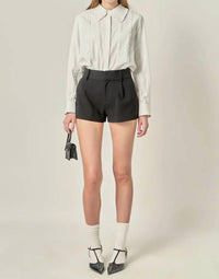 English Factory - Women's Classic Pintuck Ruffle Shirt