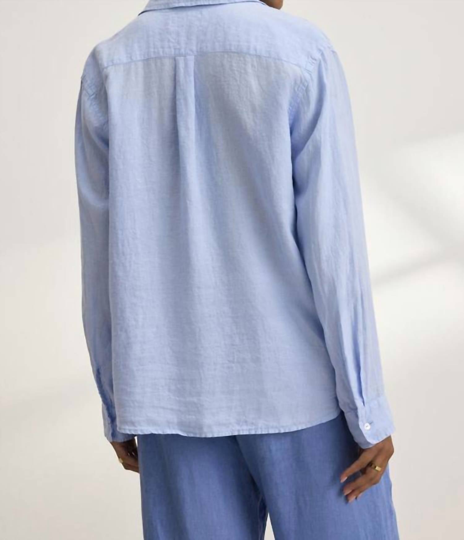 Velvet by Graham & Spencer Sisi Linen Shirt in chill - women's shirt - detail view