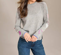 Alashan Cashmere Cashmere Hearts And Hugs Crew Neck Sweater in harbor - women's sweater