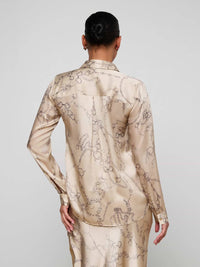 L'Agence Tyler Long Sleeve Blouse in soft macadamia chain - women's blouse - detail view