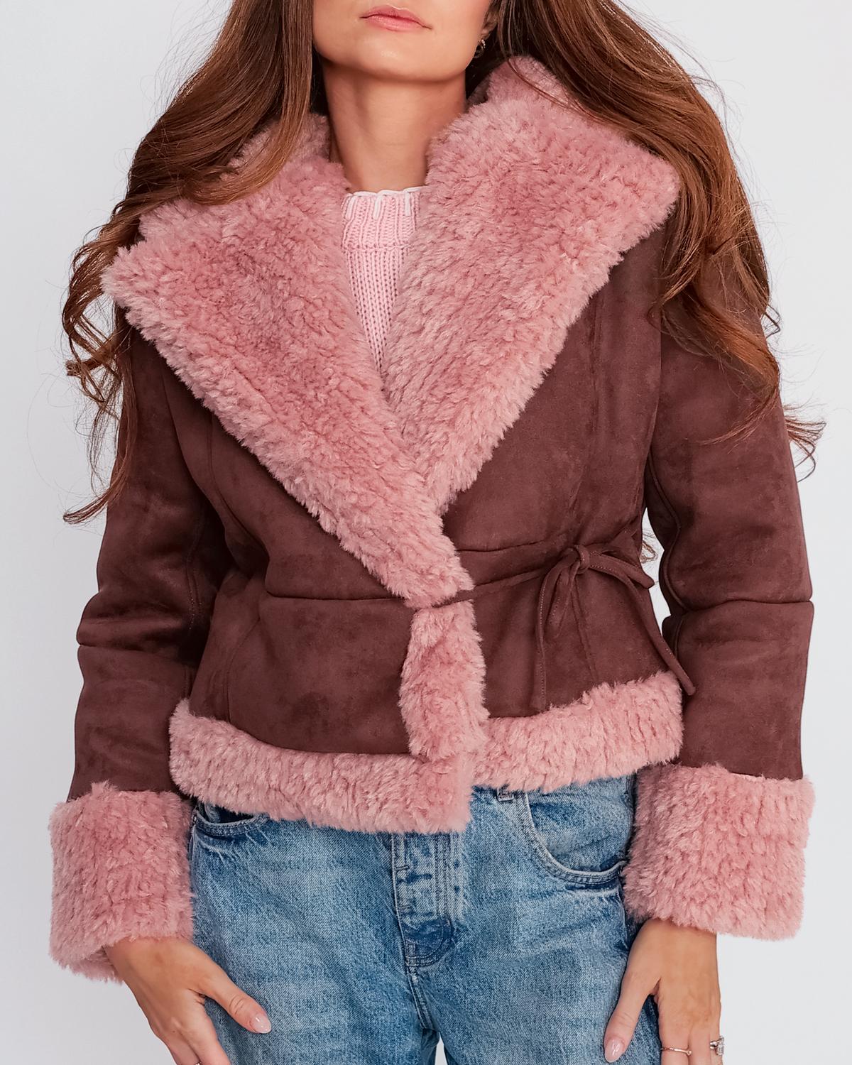 Pretty Garbage - Faux Suede Shearling Jacket
