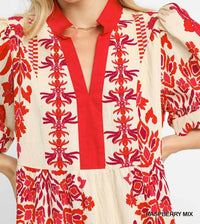 Umgee - Tropical Damask Border Print Mini Dress