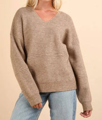 Very J - Oversized Seam Detail Drop Shoulder Hooded Sweater