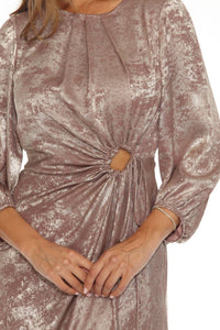 Joseph Ribkoff - Metallic Cutout Detail Puff Sleeve Maxi Dress