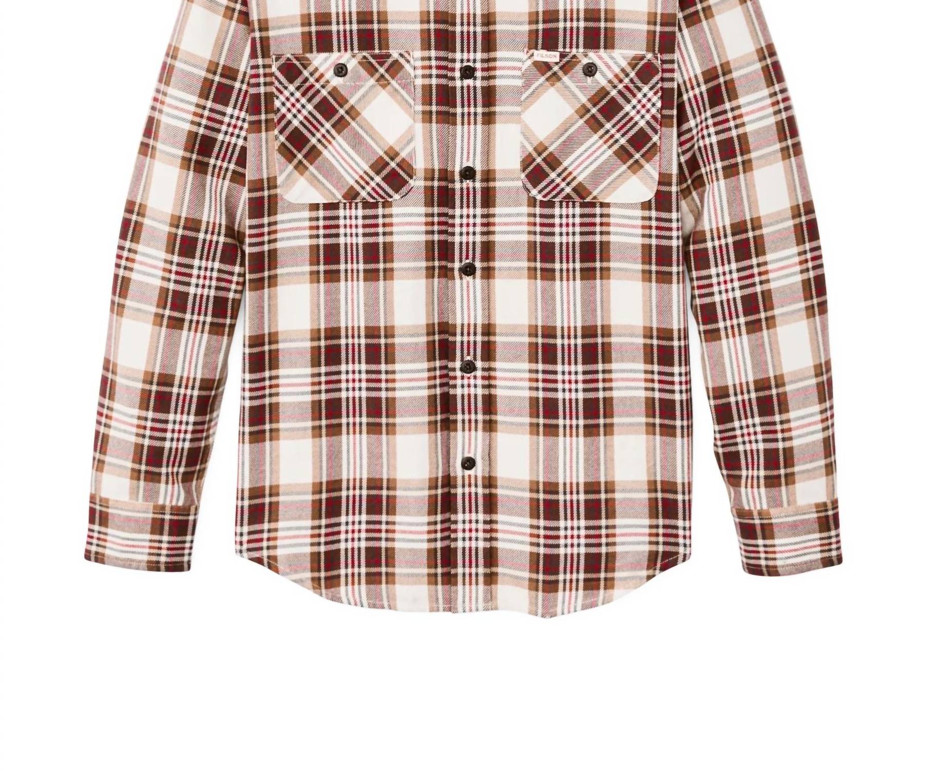 FILSON Men's Rangeland Flannel Shirt in red brown plaid - men's shirt
