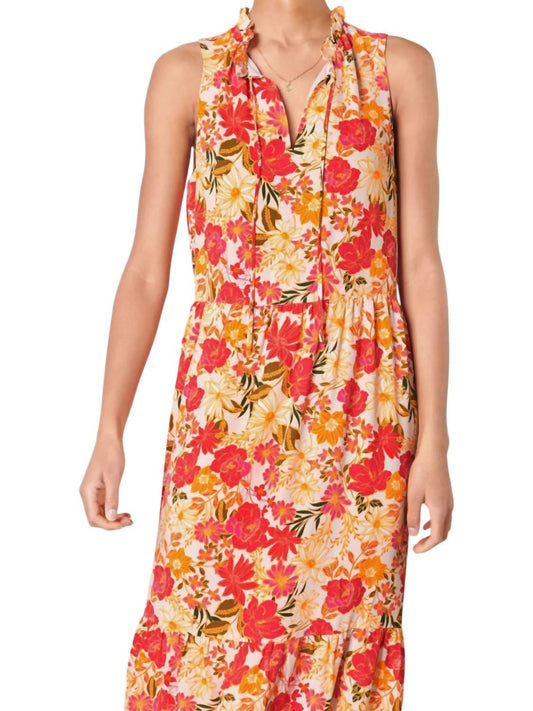 Sugarlips - Didion Floral Split Neck Tiered Maxi Dress