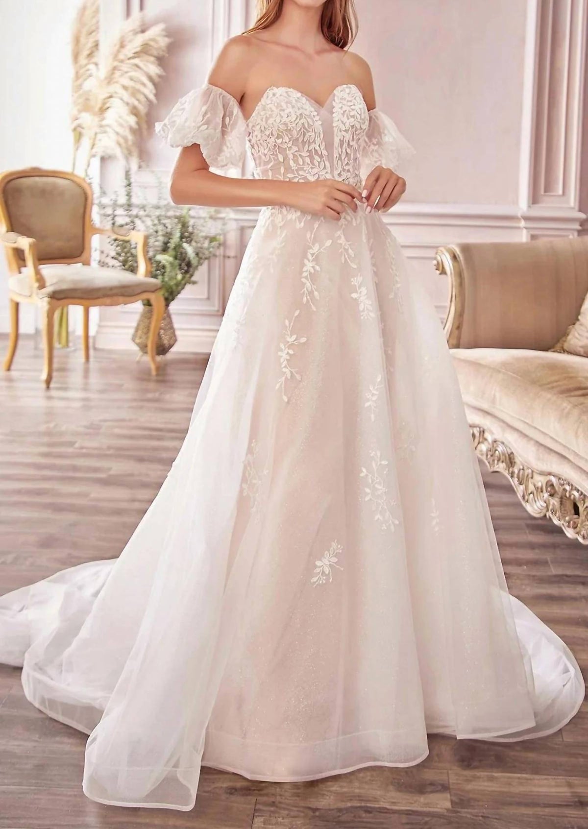 Andrea & Leo Couture - Willow Lace Sparkly Off Shoulder Wedding Dress