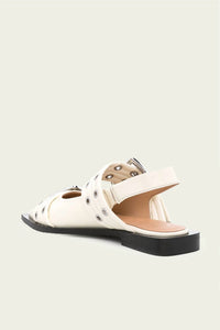 Ganni - Women's Feminine Buckle Ballerina Naplack Sandal