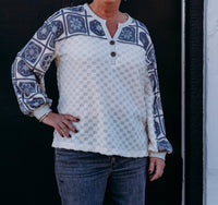Multiples - Drop Shoulder Y-neck Top