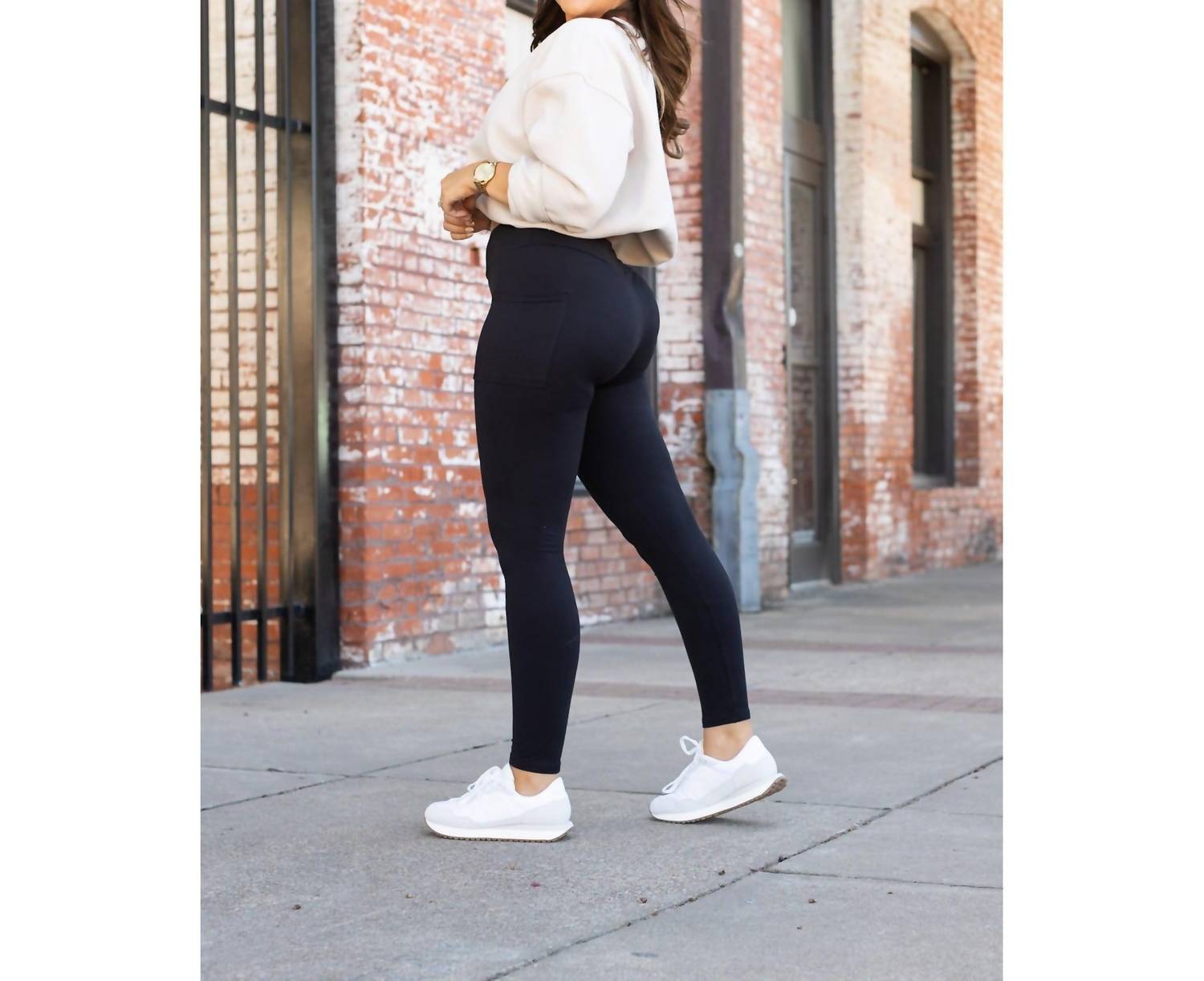 Julia Rose Full Length With Pocket Leggings in black 1 - women's pants - detail view