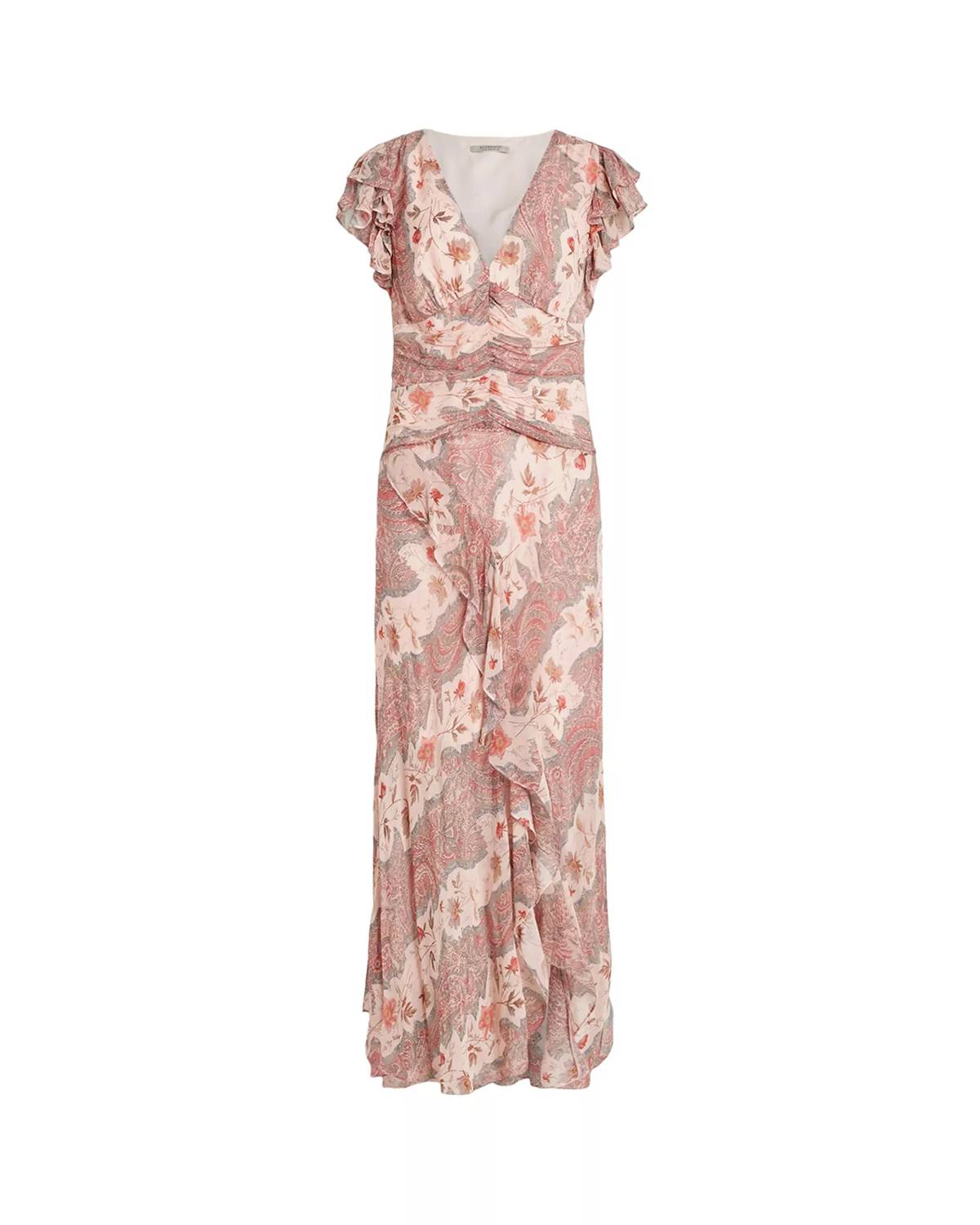 Allsaints - Brea Cascade V-neck Ruffled Dress