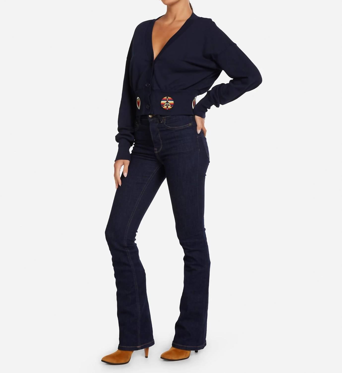Lauren Moshi - Camas Hippie Peace Love Patches Cardigan