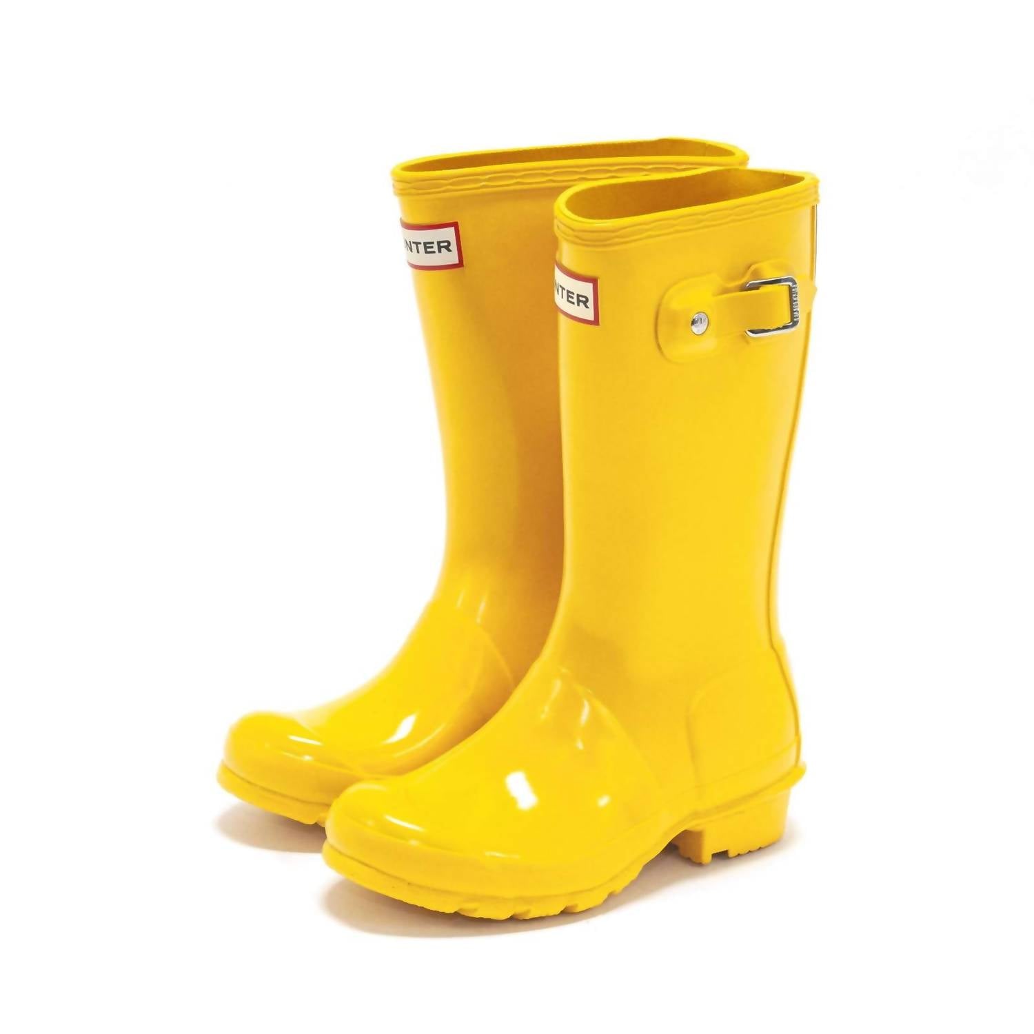 HUNTER Girls Gloss Rain Boot in yellow - kids' shoe