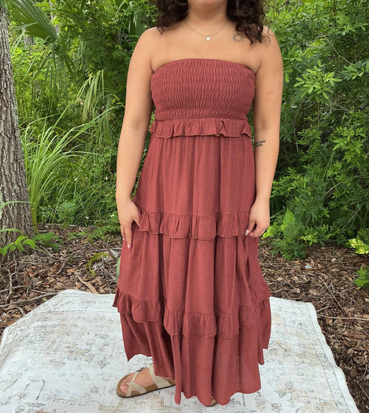 Listicle - Women's Smocked Ruffle Tiered Maxi Skirt Or Midi Dress