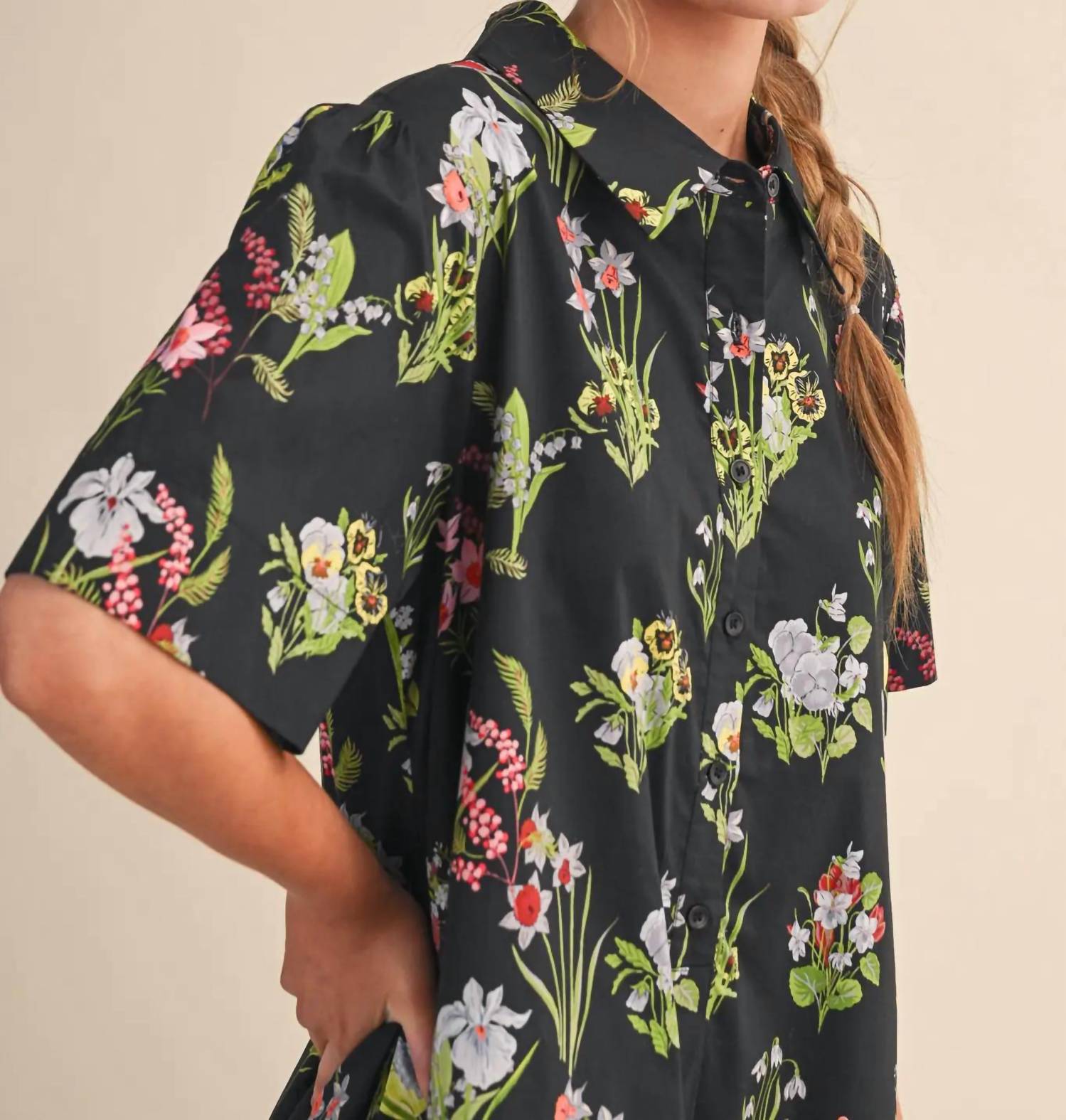 &Merci - Short Sleeve Button Down Mini Dress