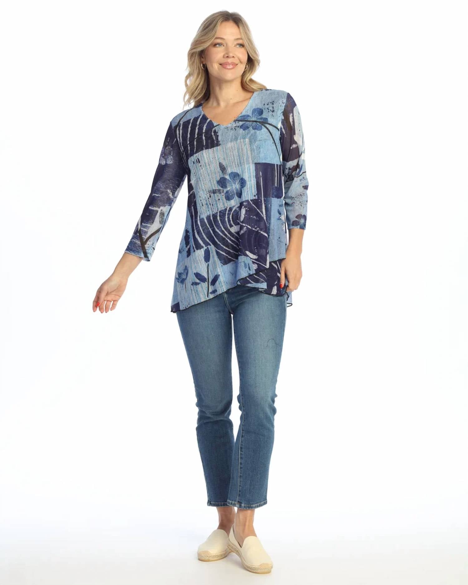 Jess & Jane - Hana Crepe Mesh Criss Cross Layer Hem Top