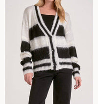 Elan - Stripe Fuzzy Cardigan