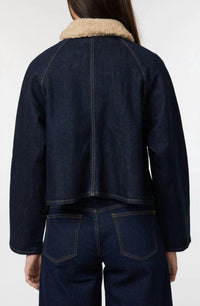 Habitual - Faux Shearling Collar Crop Barn Jacket