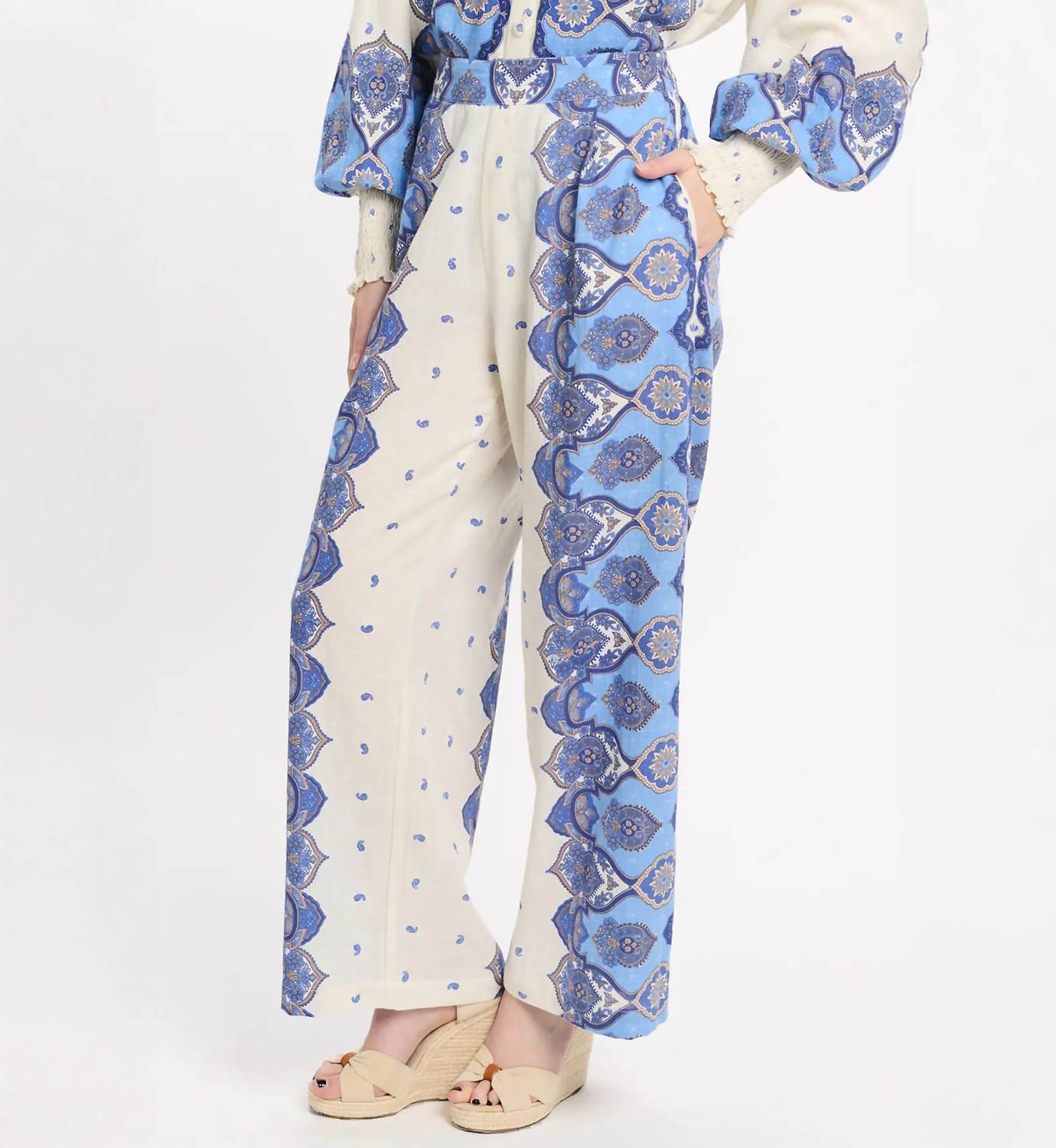 Miss June Paris Women's Tais Pants in blue - women's pants - detail view
