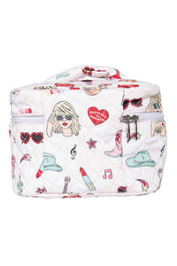 Katydid Music Girl Icons Quilted Cosmetic Bag in light pink - women's bag - alternate view