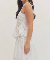 Entro - Women's Embroidered Eyelet Peplum Tank Top