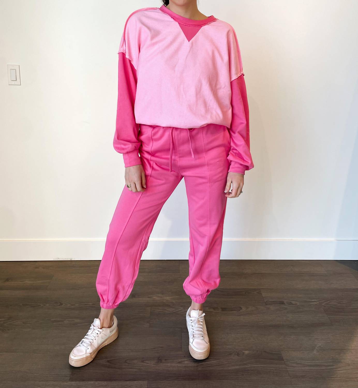 Little Daisy Closet - Ivy Contrast Patchwork Pullover & Jogger Set