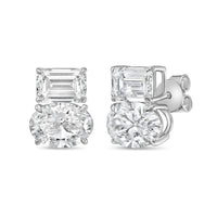 Diana M Jewels - Women's Emerald & Oval Lab-grown Diamond Stud Earrings (4.00 Tcw) - Signature Plus