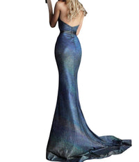 Jovani - Low V Neck Embellished Belt Prom Dress
