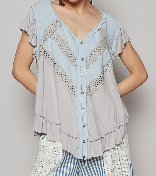 Pol - V-neck Ruffle Sleeve Top