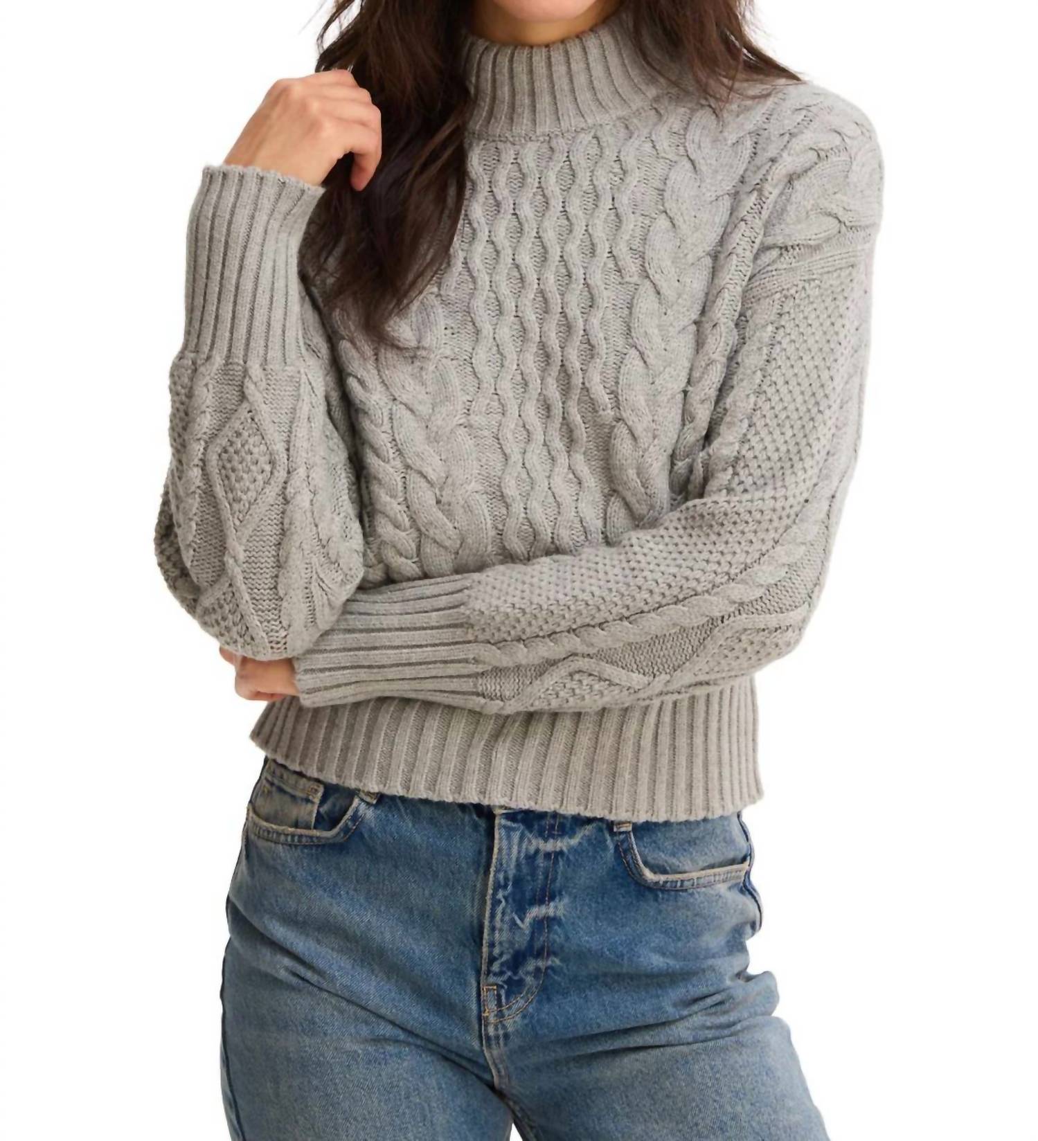 ALLISON NEW YORK Rylee Sweater in heather grey - women's sweater - alternate view