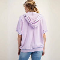 Easel - Ava Peace Patch Zip Up Short Sleeve Hoodie