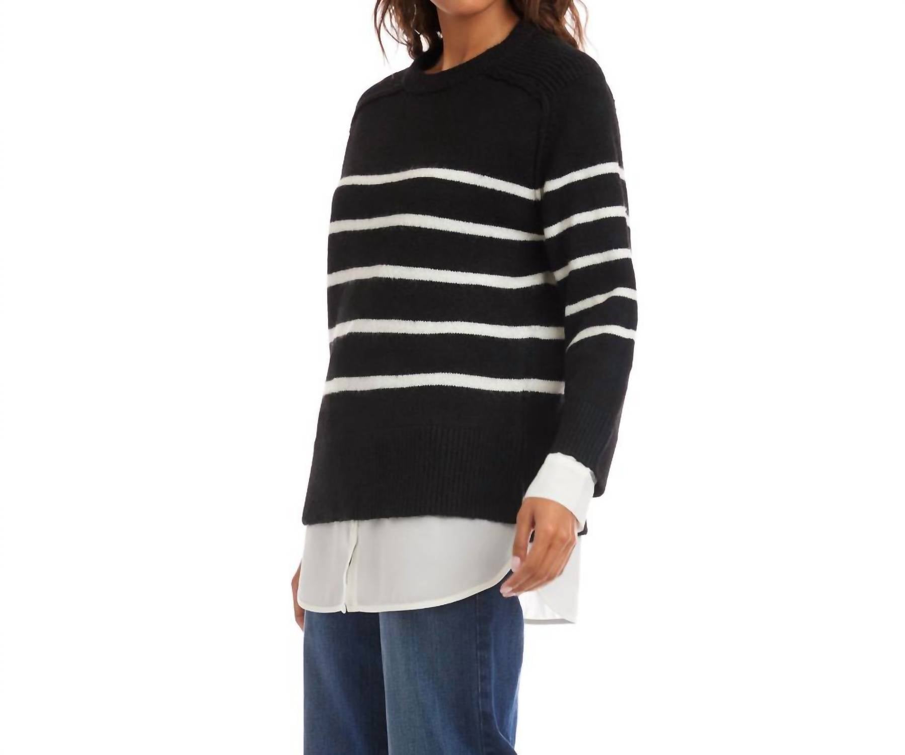 Karen Kane - Layered Stripe Crewneck Sweater