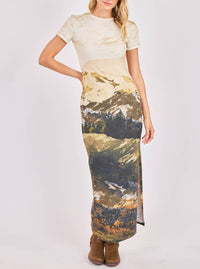SAGE THE LABEL Wondrous Knit Graphic Maxi Dress in multi - women's dress